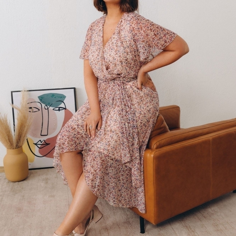 Women's Addition Elle Blush Floral Dress - Size 2X